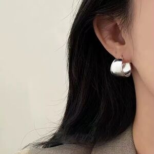 Elegant  Classic 925 Sterling Silver Thick Huggie Hoop Earrings Classic everyday